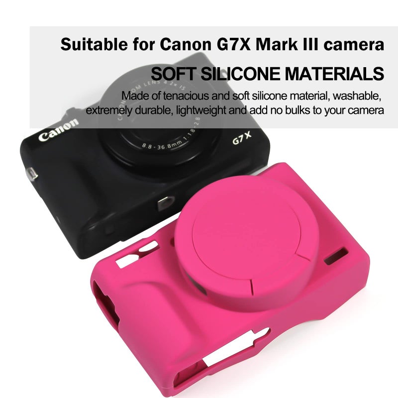 Easy Hood Case for Canon Powershot G7 X Mark III Digital Camera  Soft Silicone Protective Cover with Removable Lens Cover for Canon Powershot G7X Mark III DSLR Camera (Rose) - Image 2